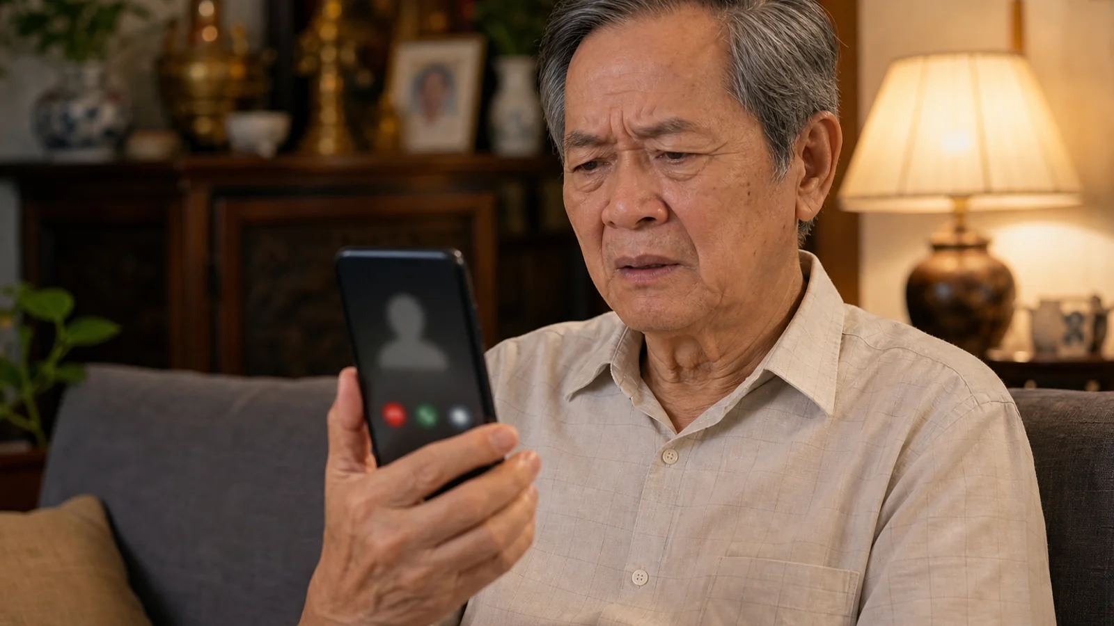 Ông cụ bối rối khi nhận cuộc gọi video lạ tại nhà