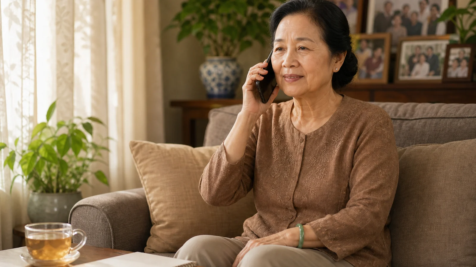 Bà cụ bình tĩnh gọi điện hỏi lại người thân