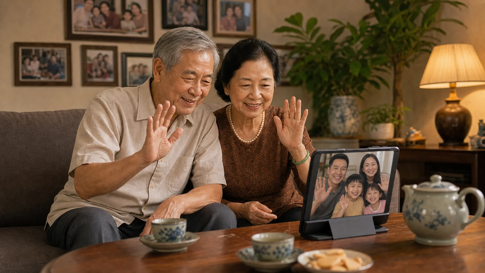 Ông bà gọi video với con cháu, không khí ấm áp đoàn tụ